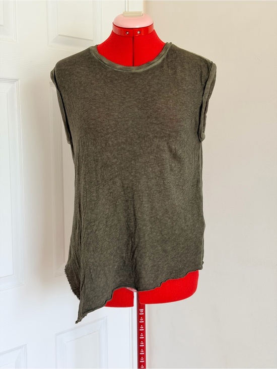 Hudson Jeans Tops - NWOT NEW Hudson Roll Sleeve Tank Top Dark Forest Cotton Linen Blend S Peru